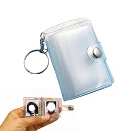 20 Pcs Mini Photo Album Key Chain, Transparent Pockets, Waterproof, Portable, Convenient, Photo Storage, Birthday, Anniversary, Wedding, Lover, Memorial Gift, Fits 2 inch (White)