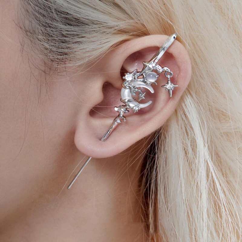 2PCS Myth Of The Moon Ear Hook Needle Piercing Earring