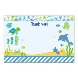 30 Blank Thank You Cards Notes Aquarium Under The Sea Baby Shower Birthday + 30 White Envelopes