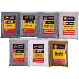 6 Stage Refill Grit Kit with MJR Tumblers Premium Quality Extreme Polish 12,000 Grit Sub Micron Aluminum Oxide Polish Unparalleled Results. For 20lb Rock Tumblers w Silicon Carbide and Plastic Pellets