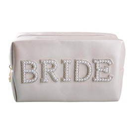 Tabanzhe Bride Cosmetic Bag-Bride Letter Bling Pearl Rhinestone Travel Makeup Organizer Bag Bride to Be Toiletry Bag Gift Bachelorette Party Favors for Women Girls Wedding Bridal Shower Engagement