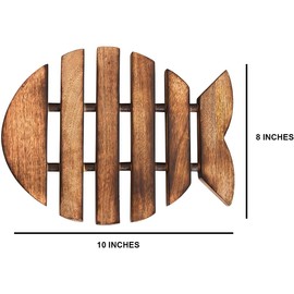 GURU JEE Handmade Wooden Trivet Fish Shape for Hot Dishes Pot Pan Tea Pot Holders