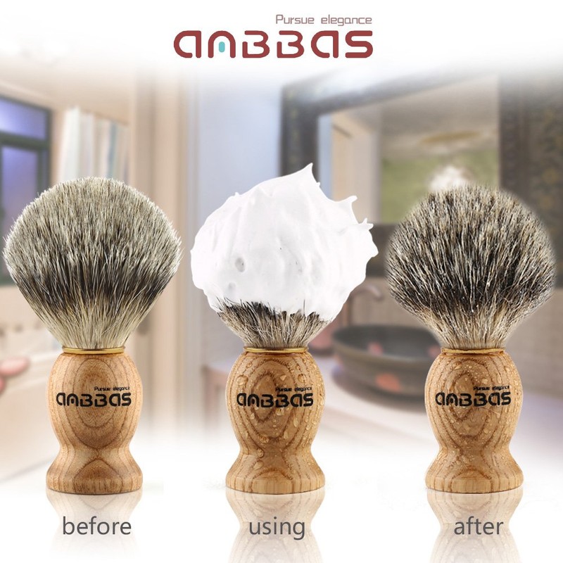 Anbbas Shaving Brush, Handmade Pure Badger Hair Brush with Natural