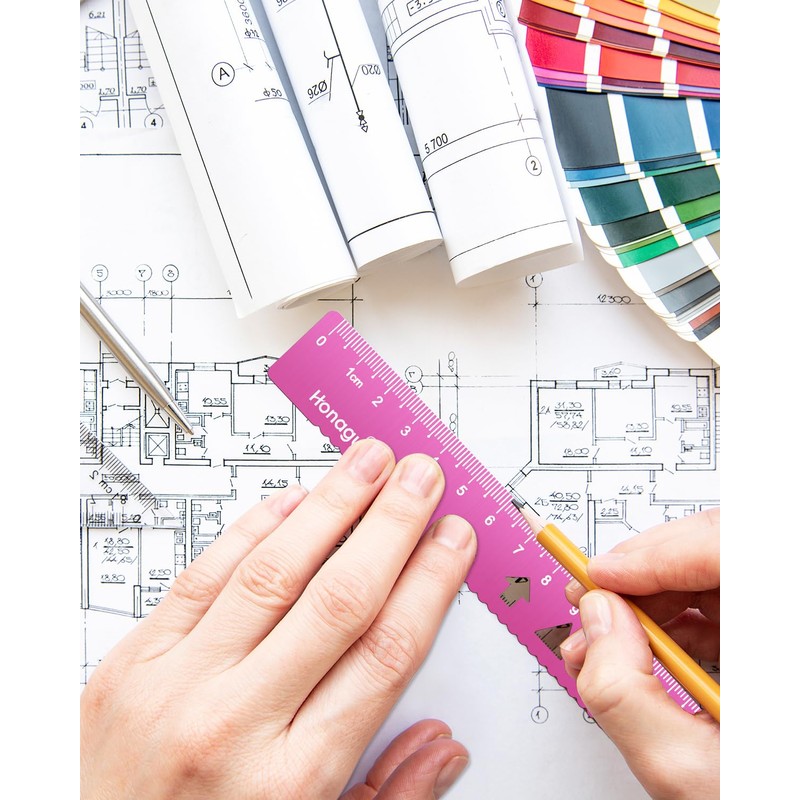 Honagu Aluminum Alloy Triangular Ruler Set, 2 Sets/8 Pieces, 15cm/5.9inches,