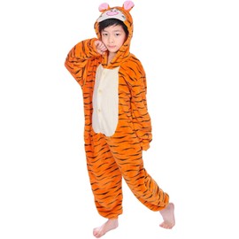 TEHA Kids Kigurumi Pajamas Anime Cosplay Costumes Onesies Girls Boys Cartoon Pyjamas (Height 49-53, Tigger)