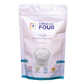 Crucial FOUR - mSalt (Icelandic Flake Salt) – Organic Flake Salt for Cooking/Baking – Unrefined, No Additives, Non-GMO, Kosher – Delicious Gourmet Salt Made From Clean Seawater – Eco-friendly – (16oz)