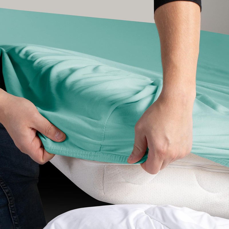 DecoKing Fitted Sheet UK Single Cotton Jersey Boxspring, Amber Collection,