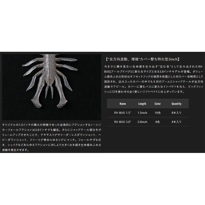 JACKALL RV-Bug 3.0" Black Blue/Grippan