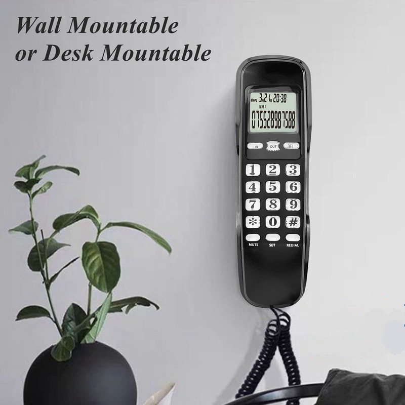 Teléfono residencial con cable, montable en la pared,compatible con visualización