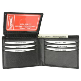 Genuine Leather Mens Bifold Wallet with Flip up ID Window