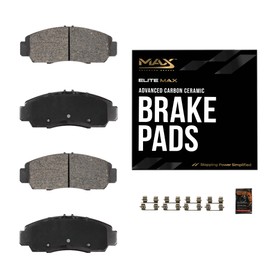 Max Advanced Brakes Rear Brake Pad Compatible With 2018 2019 2020 2022 2023 Eclipse Cross w/Manual Parking Brake, Elite-Max Carbon Ceramic Pad w/Hardware