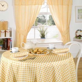 Emma Barclay Molly - Gingham Table Cloth in Lemon - 63" (160cm) Round