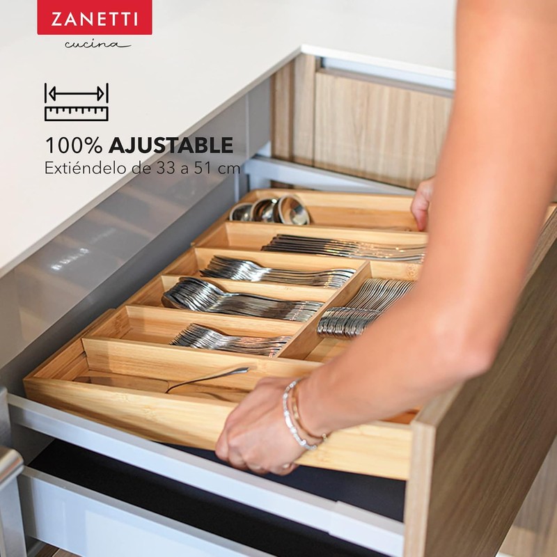 Zanetti - Bandeja para Cubiertos Expandible - 8 compartimentos -