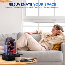 SereneLife 4-Tier Desktop Electric Water Fountain Decor with LED – Indoor/Outdoor Portable Tabletop Zen Meditation Waterfall Kit – Includes Submersible Pump & 12V Power Adapter - SLTWF87LED