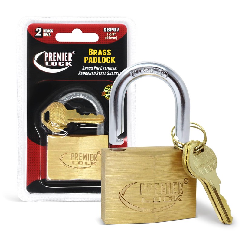 Premier Lock SBP07 Solid Brass Padlocks, 1-3/4-Inch, 1-Pack