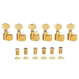 KAISH 21:1 Dual Pin (No Screws) Locking Tuners 2 Pin Locking Tuning Keys Pegs Tuning Machine Heads fits for American Series Strat/Tele Guitars Contemporary Button Gold