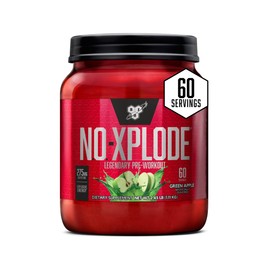 BSN N.O.-XPLODE Pre Workout Powder, Energy Supplement for Men and Women with Creatine and Beta-Alanine, Green Apple, 60 Servings, 2.45 Pound (Packaging May Vary)