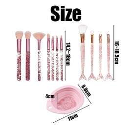 11 Pieces Makeup Brushes and 1 Piece Makeup Brush Cleaning Bowl Beauty Tools Shiny Makeup Brushes Creative Design Makeup Brushes