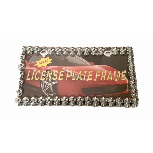 Unbranded SKULL Chrome Metal License Plate Frame. Fits On Car,