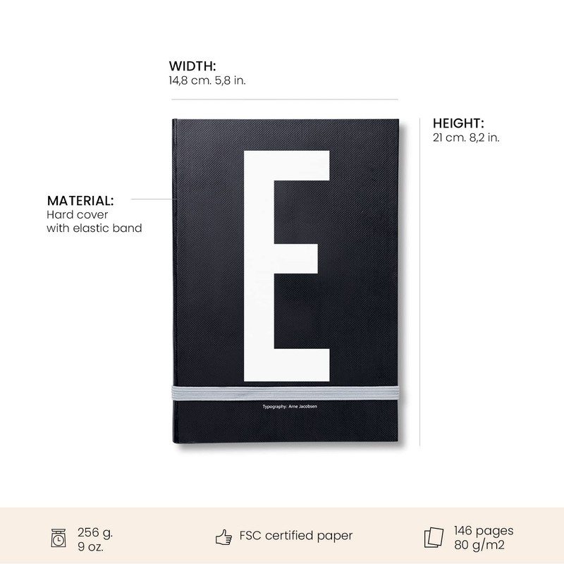 Design Letters Buchstaben Notizbuch A5 A-Z Schwarz | Nutzen Sie