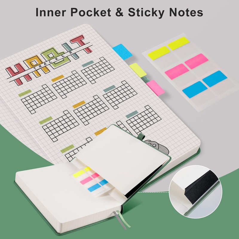 EMSHOI Graph Paper Notebook A5-320 Pages, Hardcover Leather, 100gsm Thick