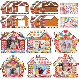 Kepeel 30 Packs Christmas DIY Picture Frames Craft Kit for Kids, Xmas Gingerbread House Candy Photo Frames Ornaments for Christmas Decorations Favor Fall Art Gift Classroom Home Activities