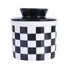 Checkered Butter Crock with Lid,Ceramic Butter Keeper for Countertop, Black