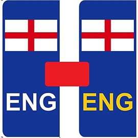 Number Plate Vinyl Stickers United Kingdom England Flag - ENG - 2 x set of 2 by Party Decor