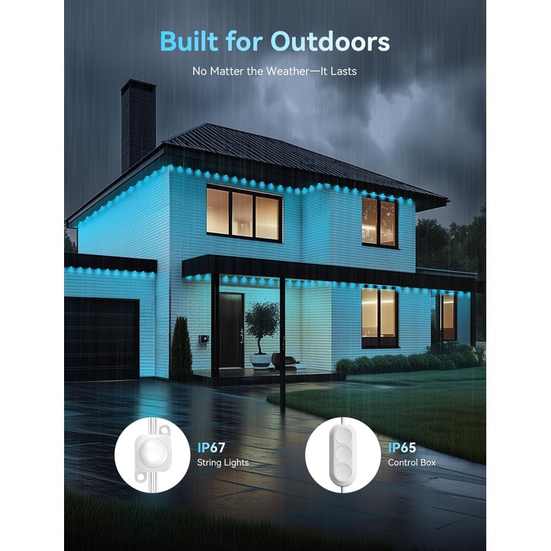 Smart 100FT Permanent Outdoor Lights, RGB LED Lights Outside with