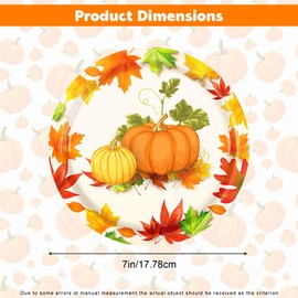 JazSwirl Fall Paper Plates, Pumpkin Disposable Thanksgiving Plates Disposable, Fall Autumn Party Themed Dinner Plate
