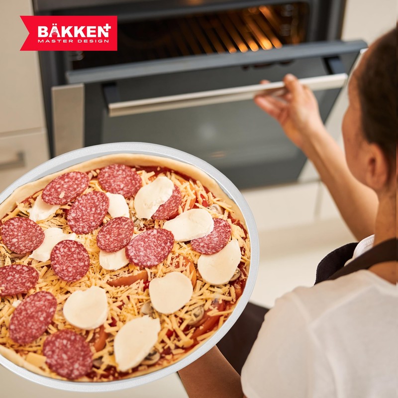 Bakken Swiss Pizza Tray Set 3-Piece – Gray Ceramic Coating,