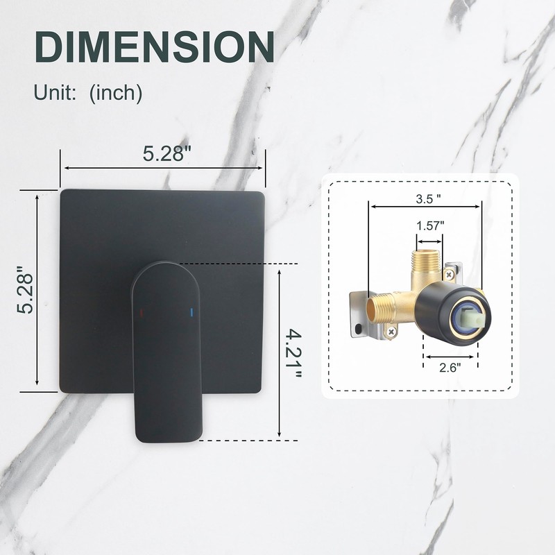 DEOLER Bathroom Shower Handle Valve Wall Mounted Shower Mixer Valves