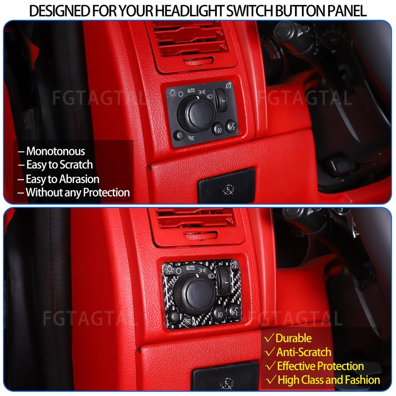 Soft Carbon Fiber Headlight Switch Button Panel Trim Sticker Compatible