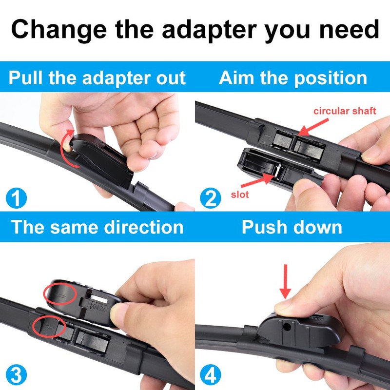 ASLAM Windshield Wipers All-Season Blade Type-M 26"+24",Multifunctional Adapters and Refills