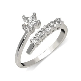 JewelryWeb Solid 925 Sterling Silver Elegant Adjustable Cubic Zirconia Shooting Star Toe Ring (8mmx15mm)