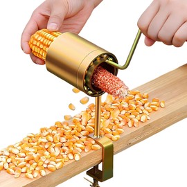 Corn Peeler Corn Stripper Corn Ginning Machine, Hand Crank Corn Thresher, Corn Cob Stripper Tool with Comfortable Wooden Handle, Manual Dry Corn Peeler for Farms and Families