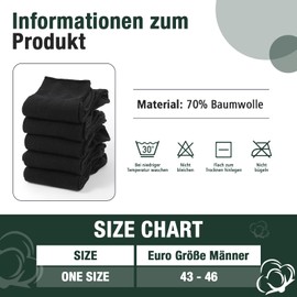 CooTooLa Men's Crew Business Socks Cotton Men's Socks Summer Socks Breathable 43-46, black, 43 - 46