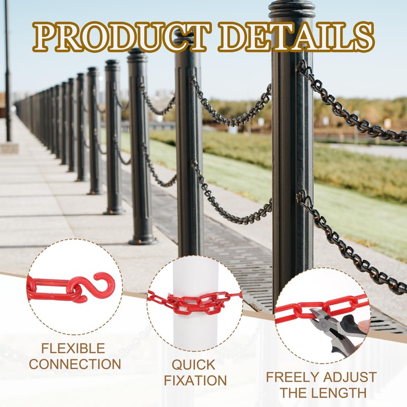 MECCANIXITY Plastic Chain 5 Ft/1.53 M, Safety Chain Red Plastic
