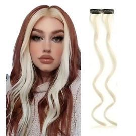 2 x Clip-In Hair Extension Highlights Streaks, Colourful Hair Highlights (Curly Light Blonde x 2)