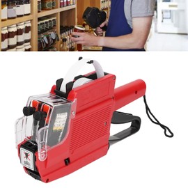 Price Labelling Gun, 10 Digits, 2 Lines, Labeler, Marker, Fixing Tool with a Roll of Label Stickers, Rollerrolls, 1 Rollerball Pen for Labelling