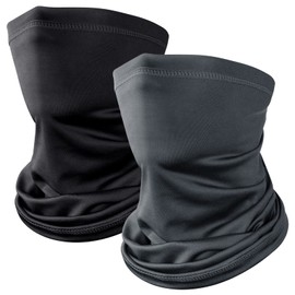 Kiiwah 2 Pcs Unisex Neck Tube, Multifunctional Bandana Face Cover Balaclavas Windproof Snood Silk Scarf Face Masks Motorcycle Cycling Mask for Running, Daily Wear, Camping(Black Grey