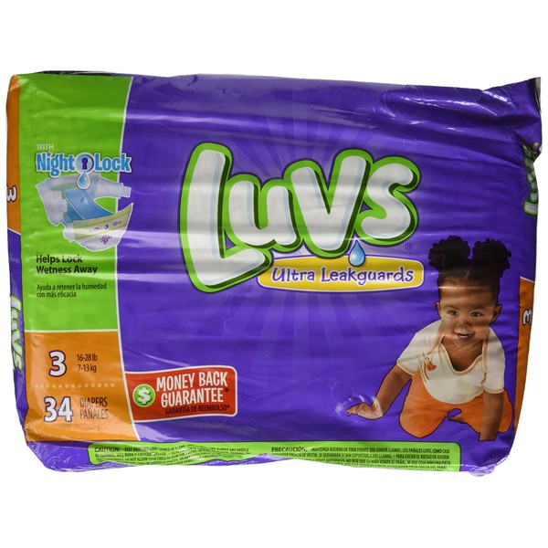 Luvs with Ultra Leakguards, Size 3 Diapers, 34 Count (Pack of 1)