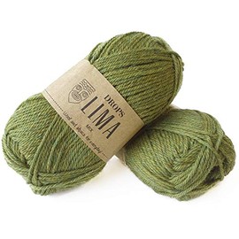 65% Wool and 35% Alpaca Yarn for Knitting and Crocheting, 3 or Light Worsted DK Weight, Drop Lima, 1.8 oz, 90 yards per ball (0705 Green)