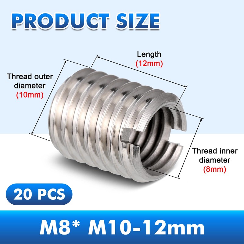 JIZZU M10 to M8 Thread Reducer, Pack of 20, 12