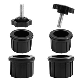 6pcs Umbrella Base Stand Replacement Parts, Black Plastic Umbrella Stand Hole Ring Plug Cover with Thread Screw Knobs for Beach Backyard Balcony
