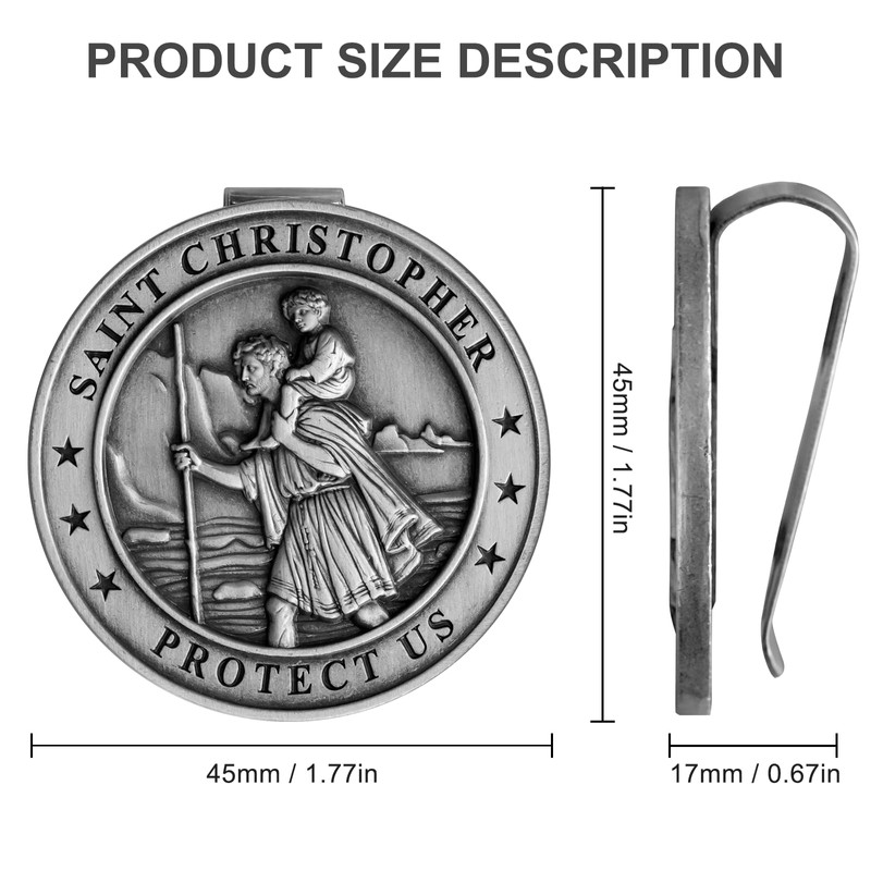St Christopher Medal for Car 2 Pack, Metal Saint Christopher