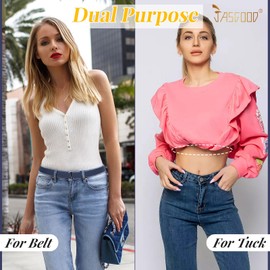 JASGOOD Crop Top Tuck Waist Band Adjustable Band Tucking Sweaters Shirts Elastic Stretch Belts for Women Men Change Style of Your Tops,Blue