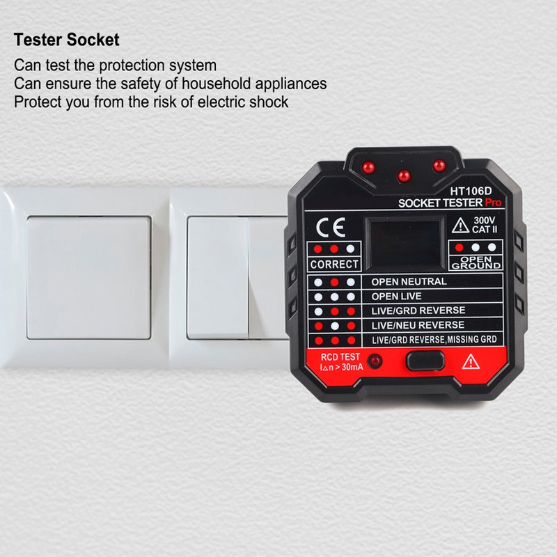 Electric Socket Tester Digital Display Fault Checker Detector Wall Plug
