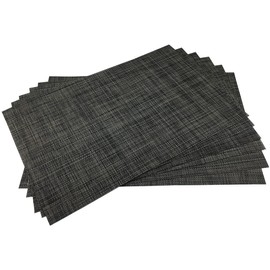 WAZAIGUR - Manteles individuales de vinilo entrelazados fáciles de limpiar, duraderos, antideslizantes, resistentes al calor, manteles individuales para mesa de cocina, juego de 6 unidades, color gris