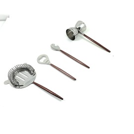 Vibhsa Bar Tools Accessories & Bartending Kit set of 4 for Home Bar (Copper Hammered)